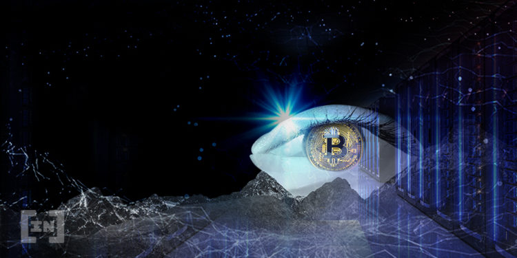 Auge mit Bitcoin als Pupille