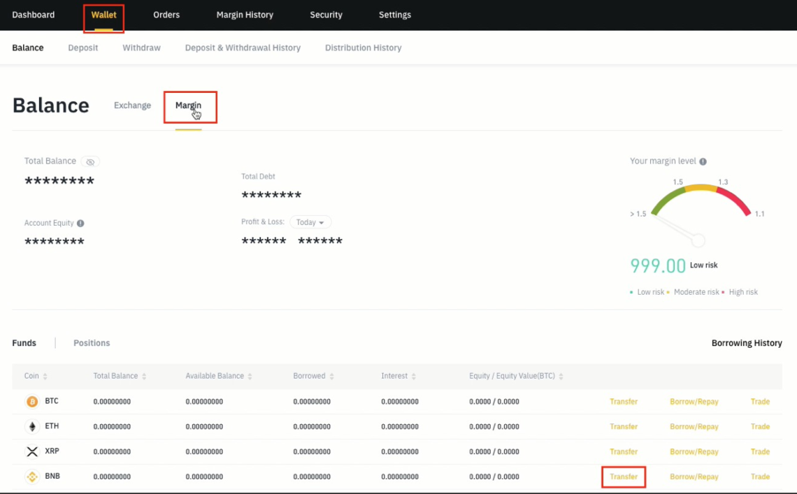 Margin Trades auf Binance