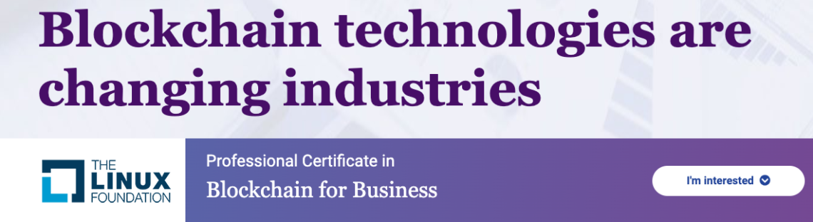 Blockchain Kurs der Linux Foundation Banner