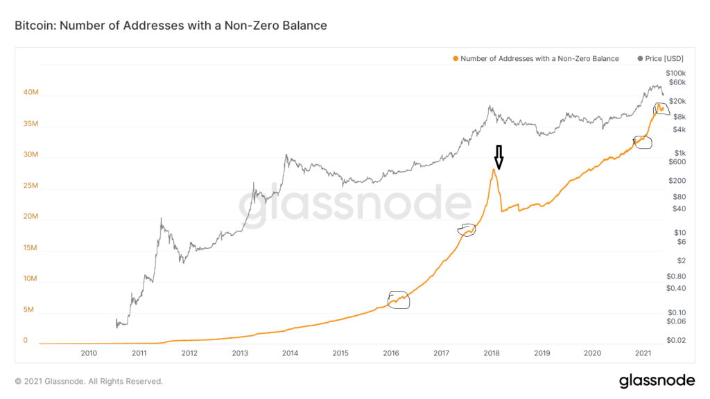 Bitcoin Adressen Gesamtzahl Entwicklung Glassnode