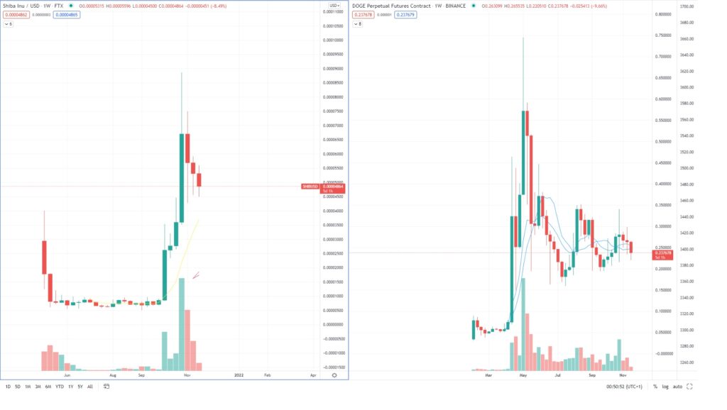 Shiba Inu und Dogecoin Kurs Tradingview Chart