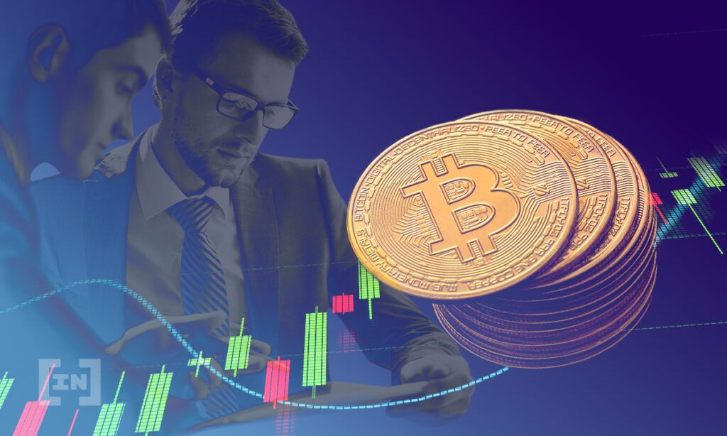 Bitcoin Münzen mit Chart und Personen