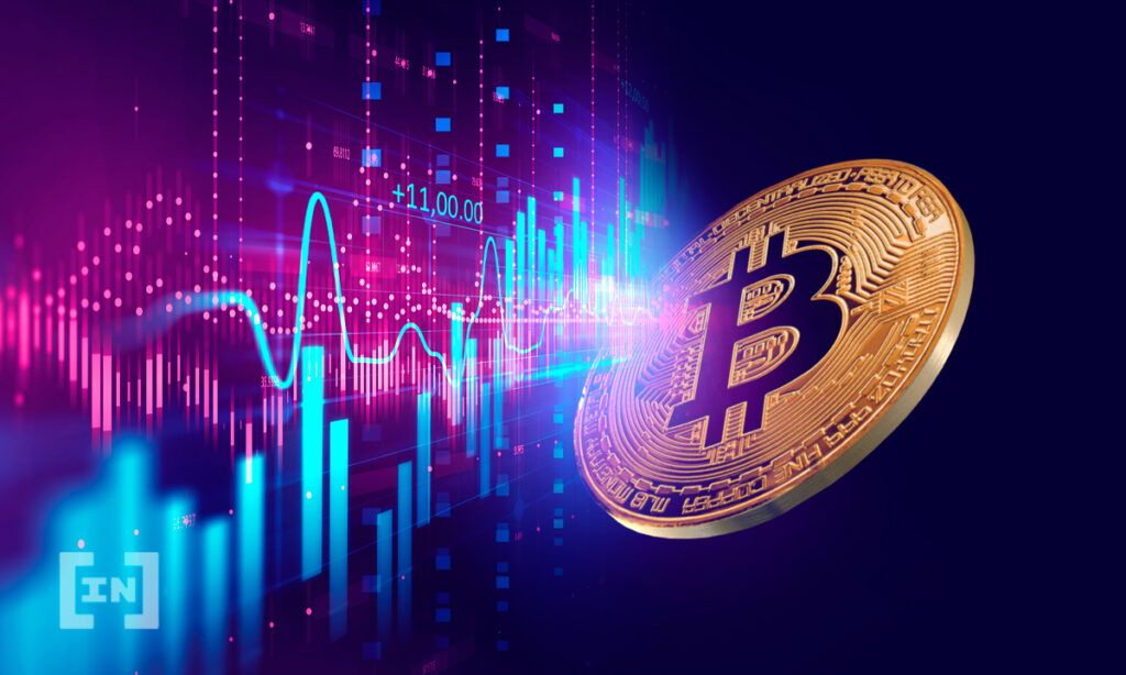 Bitcoin Münze mit Kurs Chart