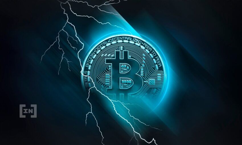 Bitcoin Logo mit Blitz