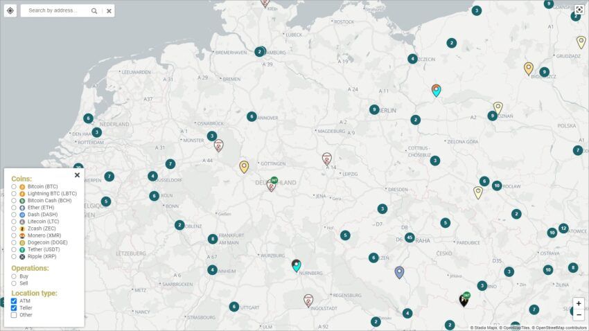 Bitcoin-Automaten Deutschland Karte