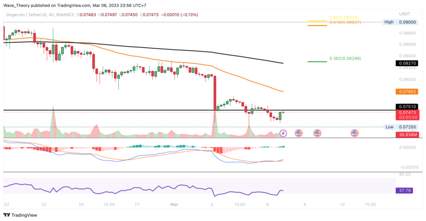 DOGE Coin Preis Chart von Tradingview