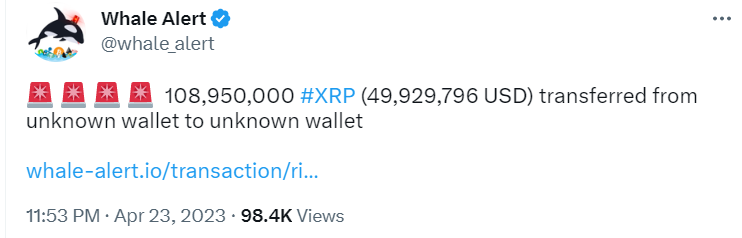 Whale Alert XRP Transaktion