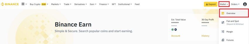 Staking Coins Ansicht