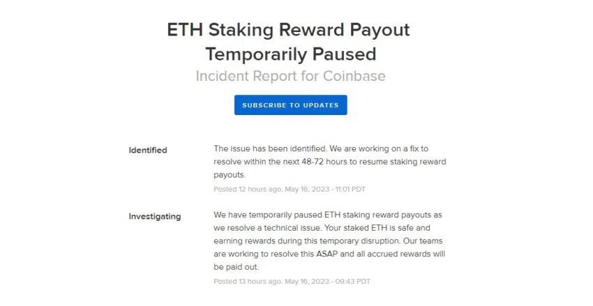 Coinbase Meldung Ethereum Staking