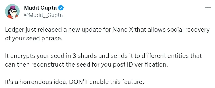 Ledger User verärgert