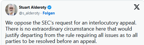 Ripple CLO gegen SEC-Berufung