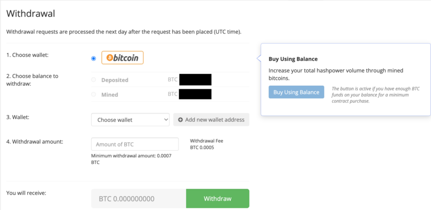 Bitcoin-Auszahlung auf Hashing24