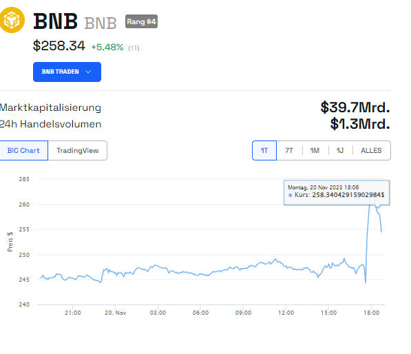 Binance Coin Kurs Chart